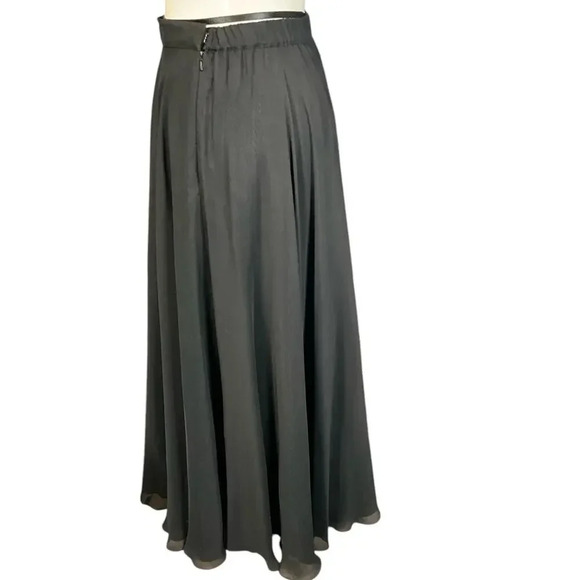 Vintage Maxie Night Line Skirt Black Sheer Satin Lined Soft Elegant Size 10 - Picture 3 of 11